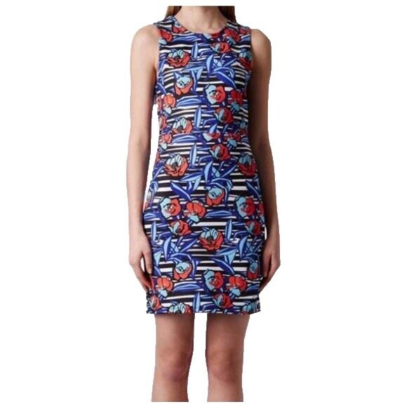 TopShop Dress Women Size 6 Sleeveless Bodycon Flower Slice Jersey Short Colorful - Picture 2 of 10